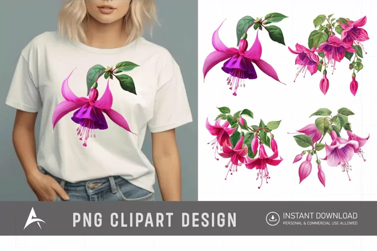 Watercolor Fuchsia Clipart
