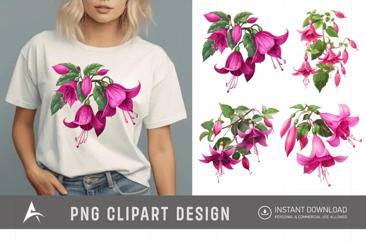 Watercolor Fuchsia Clipart