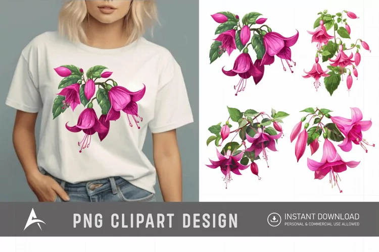 Watercolor Fuchsia Clipart