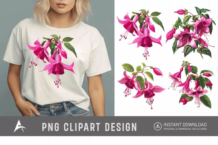 Watercolor Fuchsia Clipart
