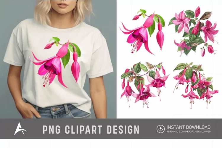 Watercolor Fuchsia Clipart