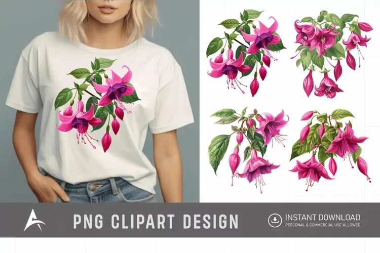 Watercolor Fuchsia Clipart