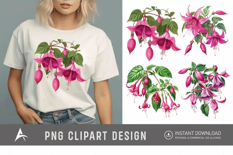 Watercolor Fuchsia Clipart