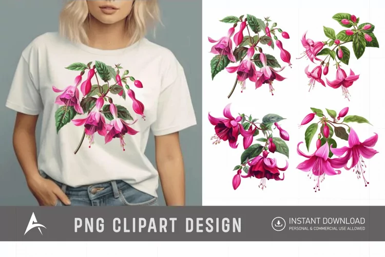 Watercolor Fuchsia Clipart