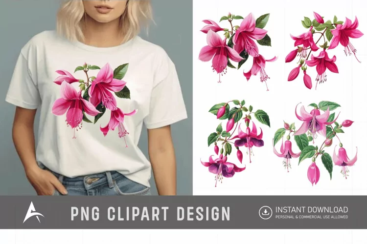 Watercolor Fuchsia Clipart