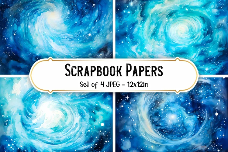Watercolor Galaxy Backgrounds | Scrapbook Papers