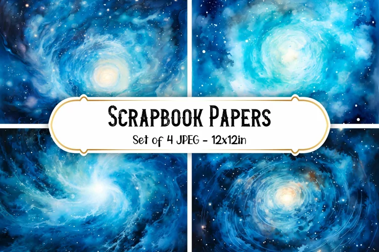 Watercolor Galaxy Backgrounds | Scrapbook Papers