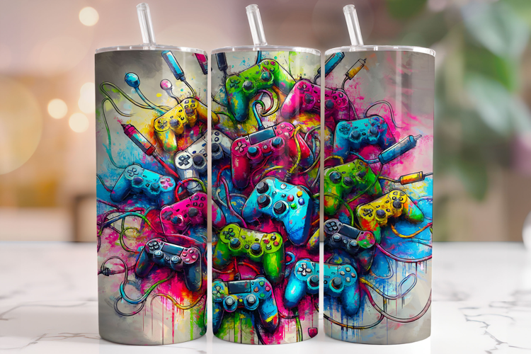 Game Controller Tumbler, Gamer Tumbler Wrap, Gaming Tumbler
