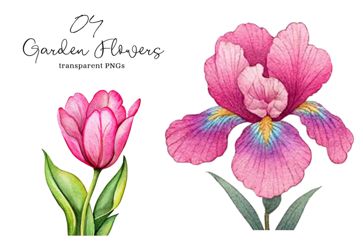 Watercolor Garden Flowers Clipart