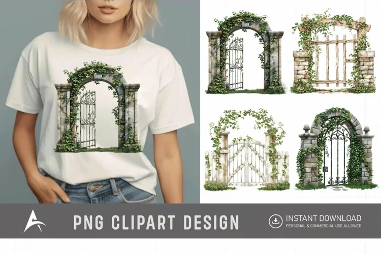 Watercolor Garden Gate Clipart