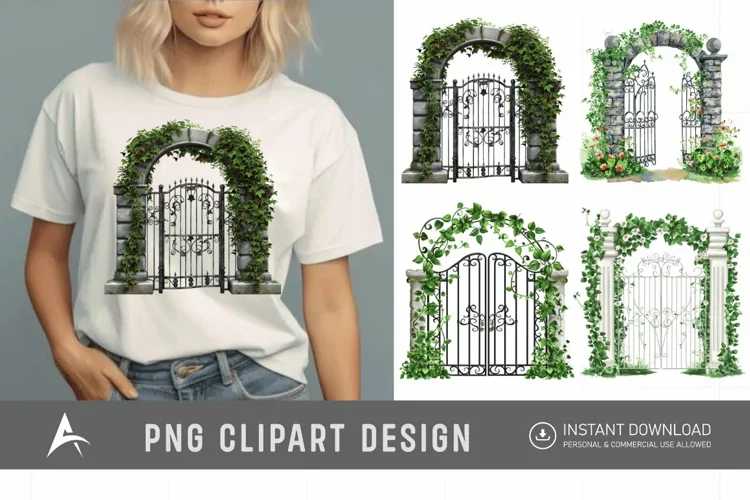Watercolor Garden Gate Clipart