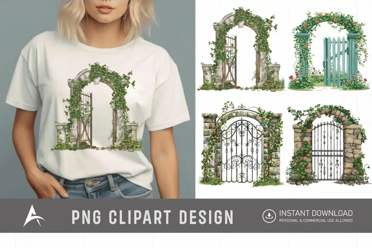 Watercolor Garden Gate Clipart
