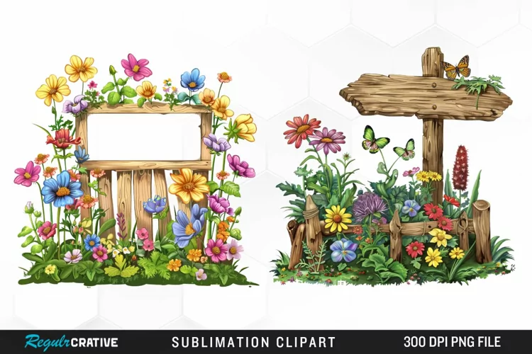 Watercolor Garden Signs Clipart