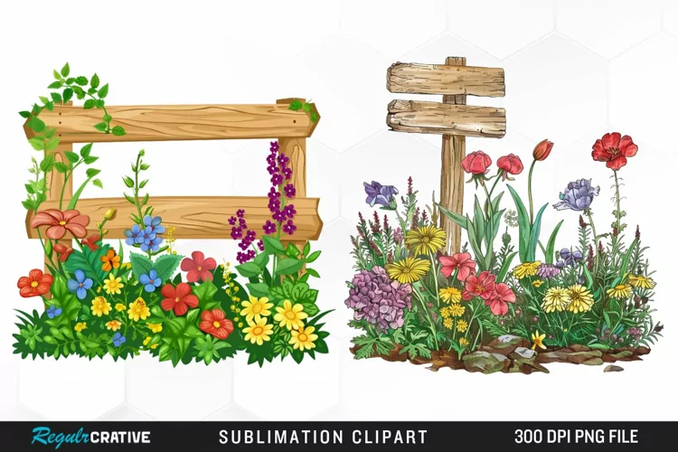 Watercolor Garden Signs Clipart