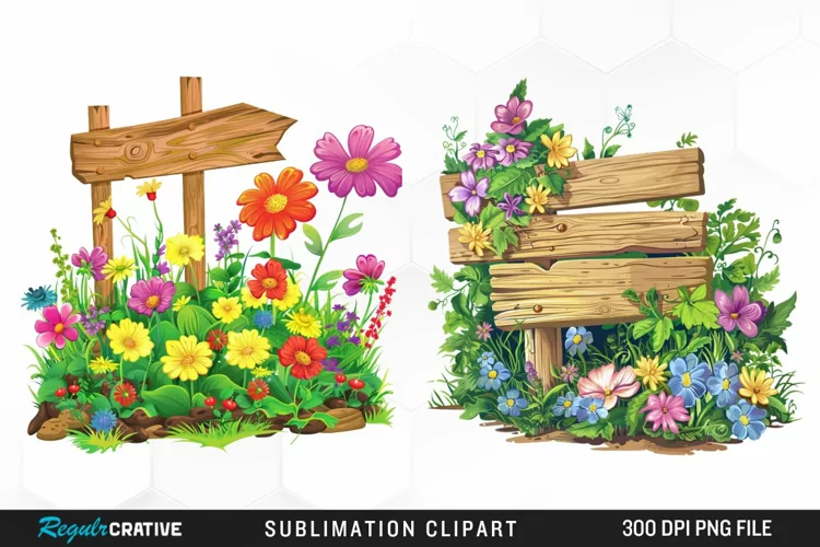 Watercolor Garden Signs Exquisite Clipart