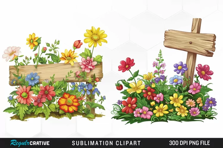Watercolor Garden Signs Clipart