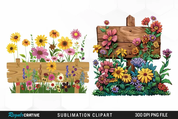 Watercolor Garden Signs Clipart