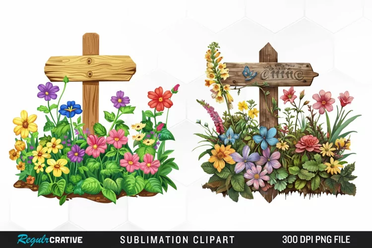 Watercolor Garden Signs Clipart