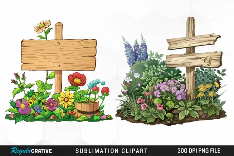 Watercolor Garden Signs Exquisite Clipart