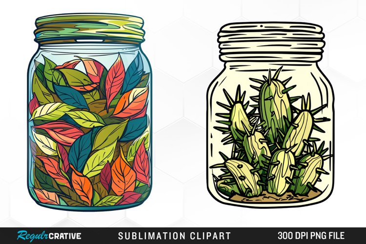 Watercolor Garden Thorns In A Jar Design Clipart example image 1