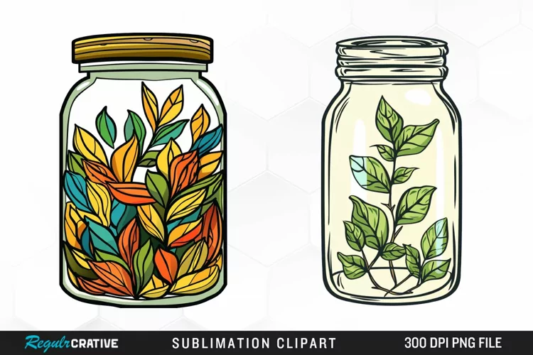 Watercolor Garden Thorns In A Jar Design Clipart