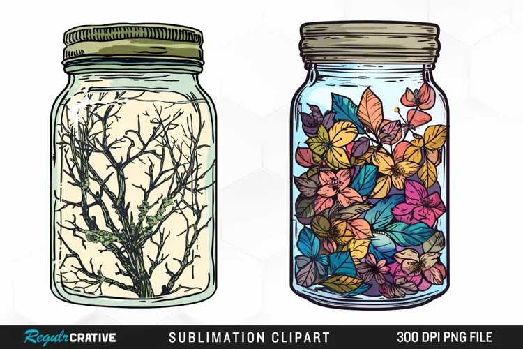 Watercolor Garden Thorns In A Jar Design Clipart