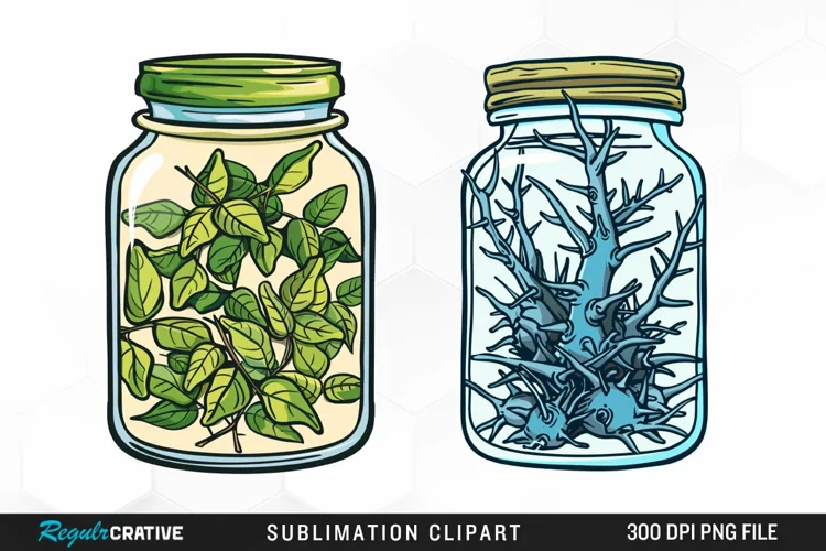 Watercolor Garden Thorns In A Jar Art Clipart