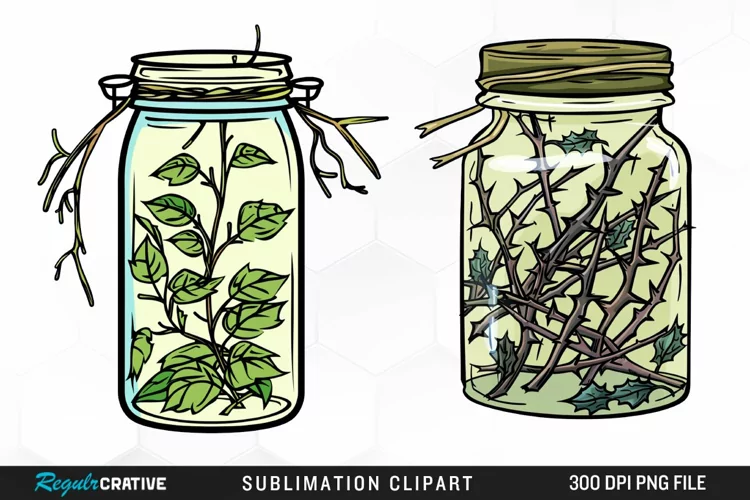 Watercolor Garden Thorns In A Jar Art Clipart