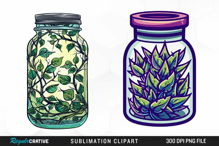 Watercolor Garden Thorns In A Jar Art Clipart