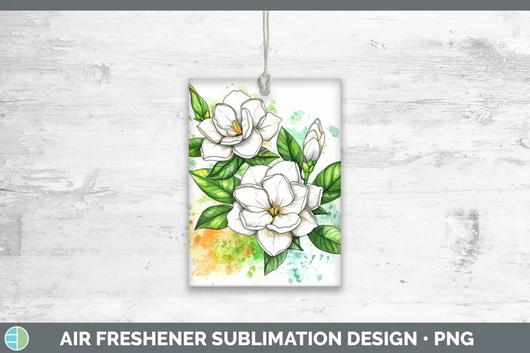 Watercolor Gardenia Air Freshener Sublimation Car Freshener