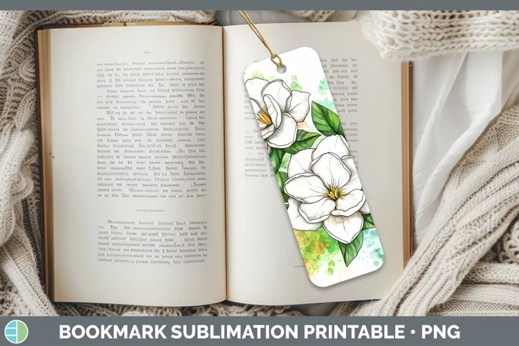Watercolor Gardenia Bookmark Sublimation Printable Designs