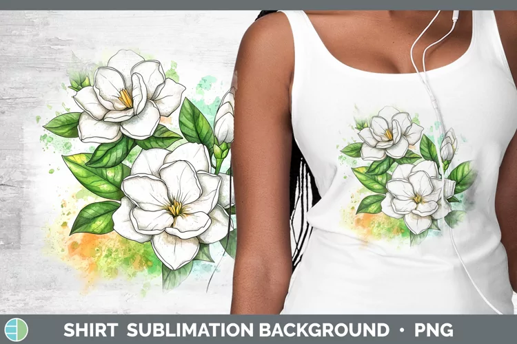 Watercolor Gardenia Shirt Sublimation Sublimation Background