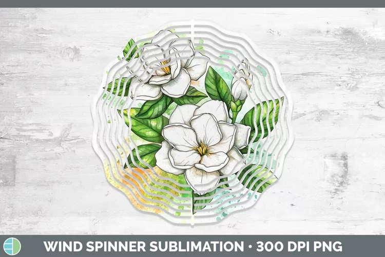 Watercolor Gardenia Wind Spinner Sublimation Spinner Designs