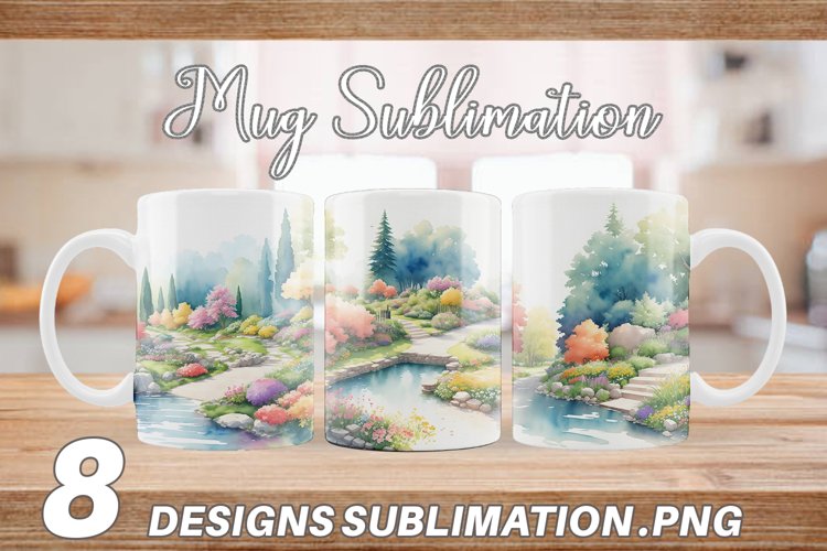 Watercolor Gardens and flowers | Mug sublimation design example image 1