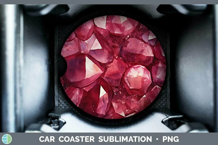 Watercolor Garnet Car Coaster Sublimation Coaster Designs