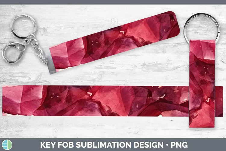 Watercolor Garnet Key Fob Sublimation Wristlet Designs