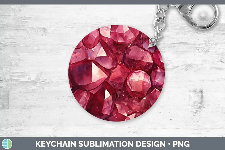 Watercolor Garnet Keychain Sublimation Keyring Designs