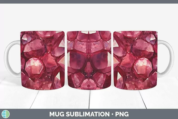 Watercolor Garnet Mug Wrap Sublimation Coffee Cup Designs