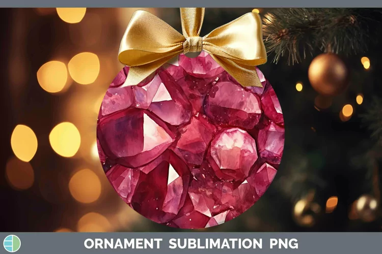 Watercolor Garnet Ornament Sublimation Bauble Designs