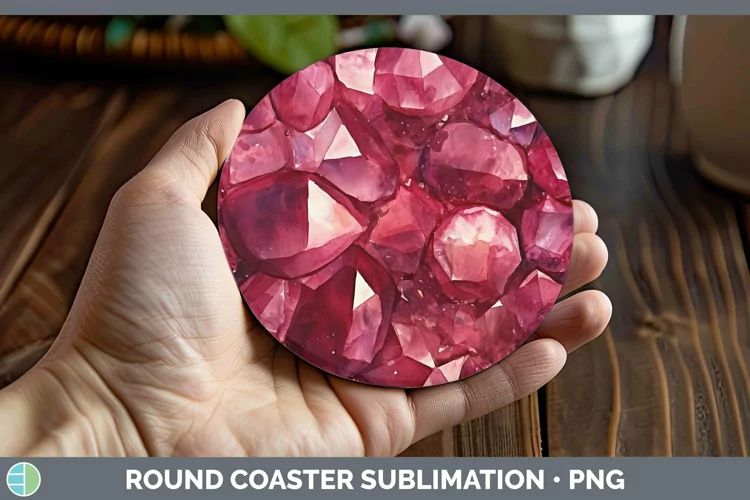 Watercolor Garnet Round Coaster Sublimation Coaster Designs