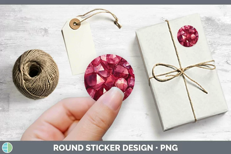 Watercolor Garnet Stickers | Round Labels Designs