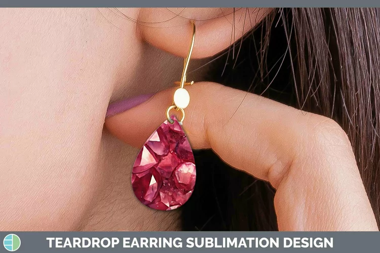 Watercolor Garnet Teardrop Earrings Sublimation Earrings Des