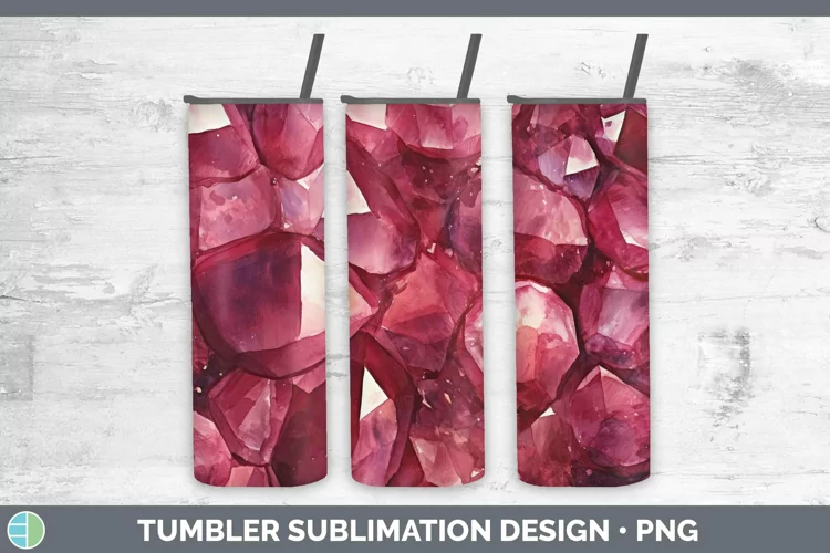 Watercolor Garnet Tumbler Sublimation 20 oz Skinny Tumbler D