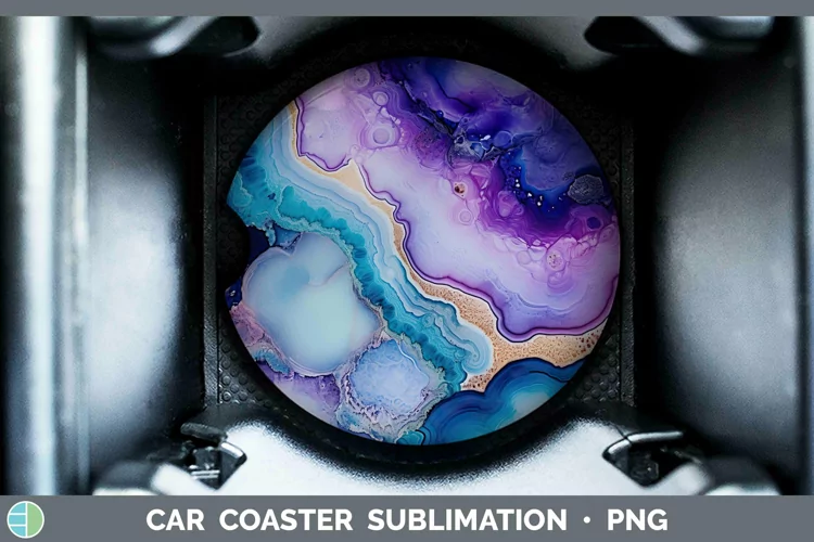 Watercolor Geode Car Coaster Sublimation Coaster Designs