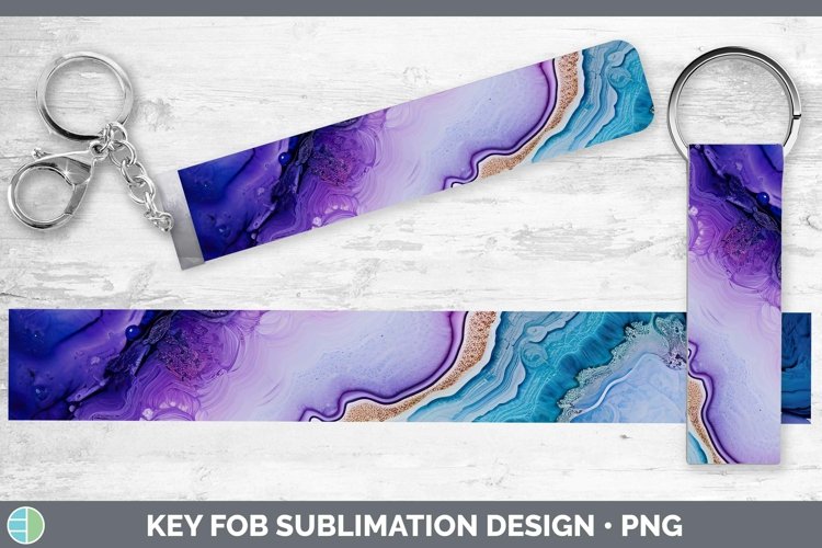 Watercolor Geode Key Fob Sublimation Wristlet Designs