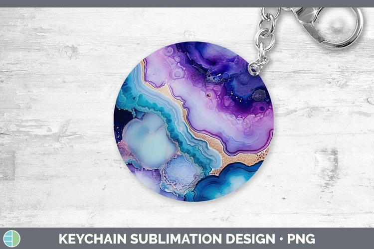 Watercolor Geode Keychain Sublimation Keyring Designs