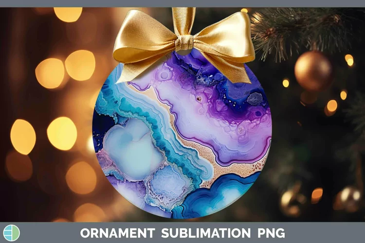 Watercolor Geode Ornament Sublimation Bauble Designs