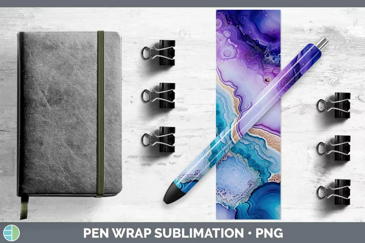 Watercolor Geode Pen Wrap Sublimation Epoxy Pen Designs