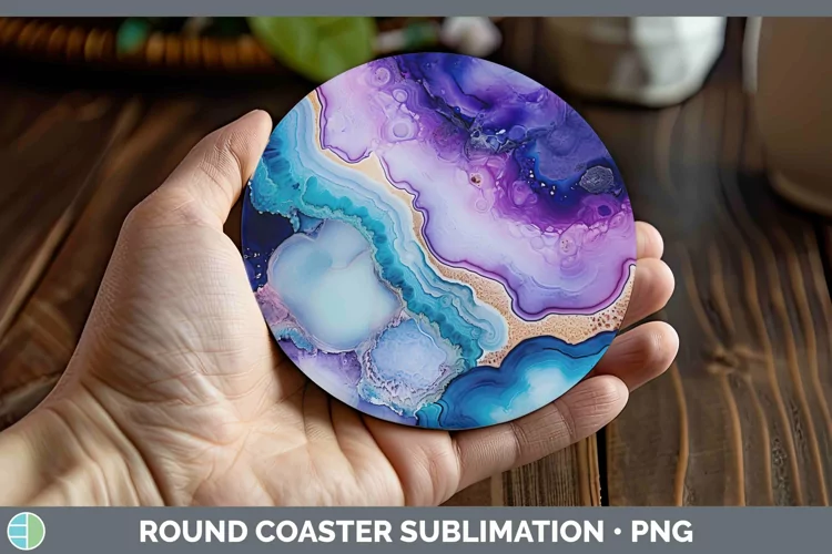 Watercolor Geode Round Coaster Sublimation Coaster Designs
