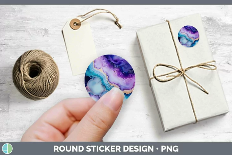 Watercolor Geode Stickers | Round Labels Designs